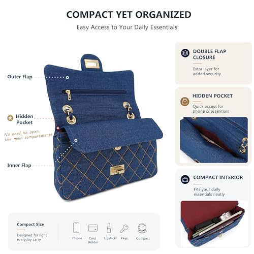 Bolso bandolera de mezclilla acolchado para mujer miniatura 5