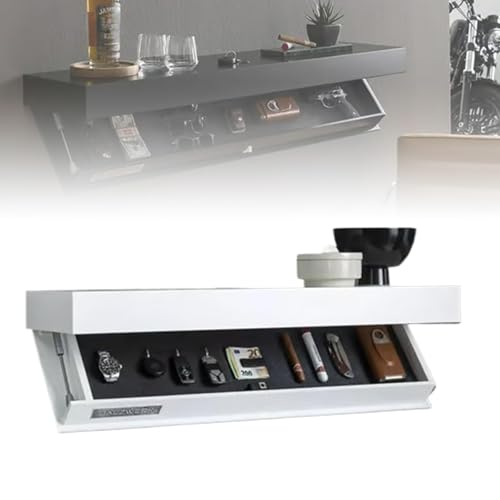 AHDUELLWA Scaffale di design con scomparto segreto, mensola galleggiante nascosta, soluzione di stoccaggio a parete, arredamento moderno per la casa, perfetto per soggiorno o ufficio