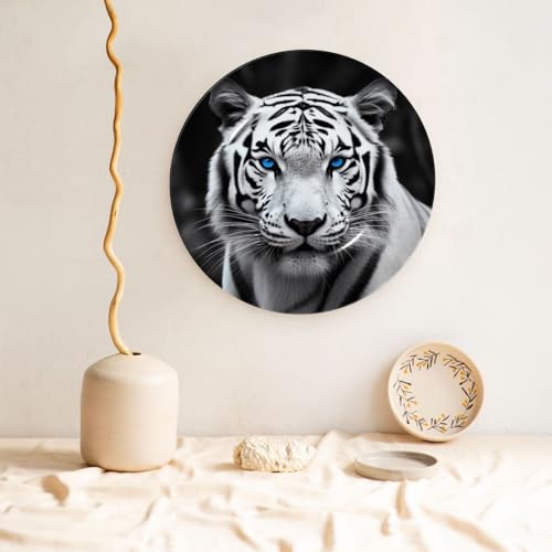 Assiette décorative tigre avec son support de table