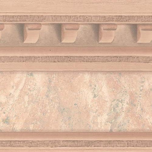 CONCORD WALLCOVERINGS ™ Faux Marble Molding Wallpaper Border, 10.25" x 15' Classic Architectural Faux Marble, Beige Rose & Blush Pink, Prepasted Washable Vinyl for Living Room #DK1169B