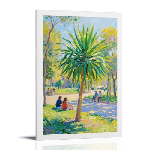 KVIINKD Barcelona Palm Yucca Oil Bright Linen Living Bed Room Decor Modern Aesthetic Wall Art Posters Gift For Friend Frame-style 24x36inch(60x90cm)
