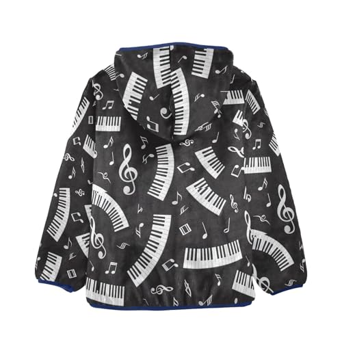 CHIFIGNO Piano Keyboard Musical Notes Kids Zip up Jacket Fleece Jacket for Fall Winter 3T2