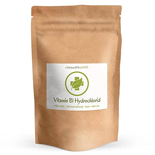 Vitamin B1 Hydrochlorid (Thiamin) 100 g - hochdosiert, hochrein, natürlich, vegan - hohe Bioverfügbarkeit - Gentechnikfrei - Ohne Hilfs- und Zusatzstoffe