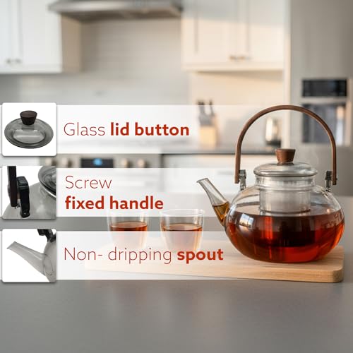 Image of AGARO Adore Borosilicate Glass Kettle 900ml, Heat Resistant, Durable Clear Glass, Stovetop & Microwave Safe, Ideal for Tea, Coffee, Water & Hot Beverages
