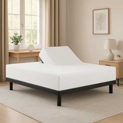Top Split Queen Fitted Sheet for Adjustable beds 800 Thread Count 100% Egyptian Cotton Flex Head Queen Fitted Sheet Split Down 30 inches from The Top Half Split Queen Fitted Sheet Only - White