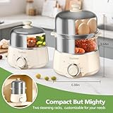 CACHOO - 2-Tier Fast Stainless Steel Egg Boiler with 30 Minute Timer and Auto Shut-Off, Multipurpose Compact Electric Steamer for Cooking and Dishwasher - Beige - Image 6