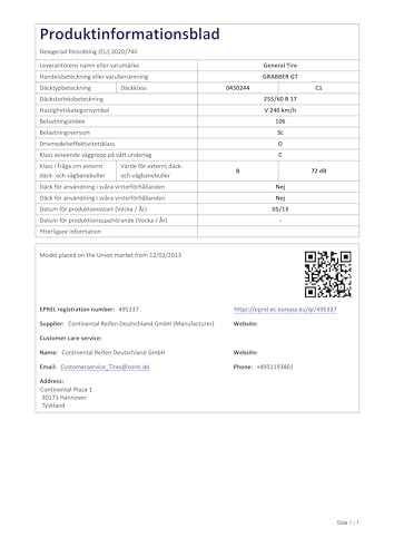 General Grabber Gt Fr M+S - 255/60R17 106V - Pneumatico Estivo - 7