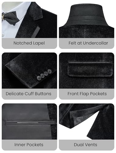 MAGE MALE Men's 2 Piece Velvet Suit One Button Tuxedo Set Slim Fit Luxurious Suits for Party, Dinner, Weddings4