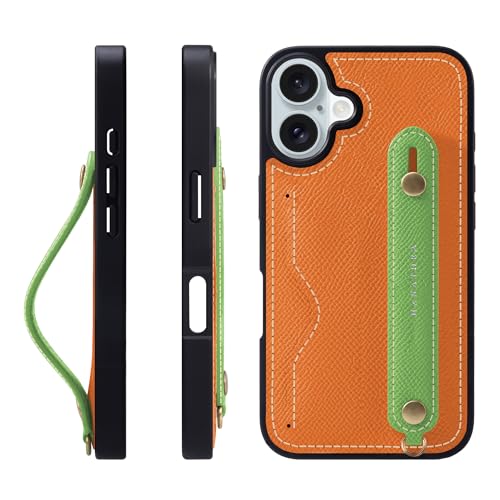 HANATORA for iPhone 16Plus �P�[�X �{�v �ϏՌ� �w�ʃx���g �J�[�h�|�P�b�g �X�}�z�P�[�X �X�}�z �X�^���h�@�\ �l�b�N �X�g���b�v �t�� �G���{�X���U�[ �M�t�g �}�O�l�b�g�Ȃ� �I�����W+�O���[�� NCGH-16Plus-Ora
