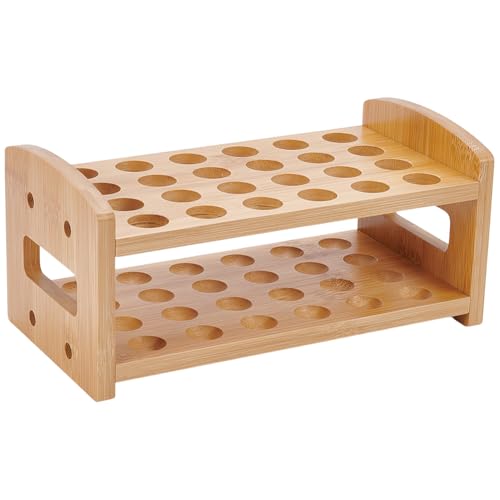 UNICRAFTALE Présentoirs de Tubes Cylindriques Multi Usages en Bambou à 24 trous Support Rectangulaire pour Tubes à Essai Fournitures de Laboratoire pour...