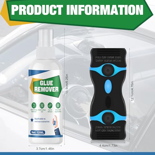 XINGHUO Etikettenlöser, Klebstoffentferner, Kleber Entferner, Schnell Wirkende Formel, Etikettenlöser Spray für Autoscheiben, Kunststoff, Holz, Schnell Hartnäckige Klebereste, Etiketten, 120ML