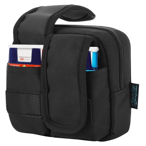 Image of Beautyflier Carrying Case for Auvi Q,Travel Medicine Pouch Organizer, Asthma Inhaler Cases Compatible with Small Epipens, Allergy Meds, Nasal Sprays, Portable Bag with Carabiner (Case Only)