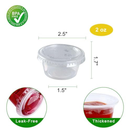 tashibox 2 oz 100 sets disposable plastic cups with lids jello shot cups souffle cups