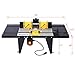 Electric Benchtop Router Table 34 in. x 13.5 in, Universal Benchtop Router Tables Top with Steel Stand, Adjustable Fence, Safety Guard & Miter Gauge for Woodworking, Craftsman Tool (Black)