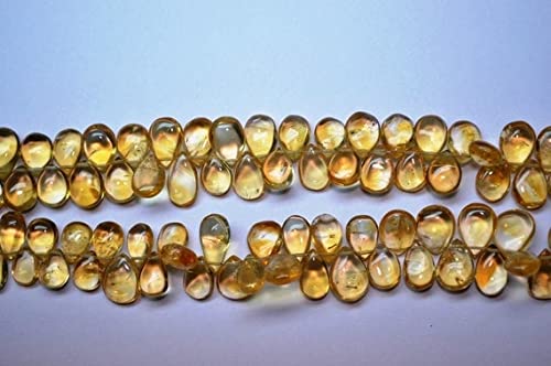 Citrine naturelle en perles briolettes poires lisses de 8x13mm pour des colliers éclatants