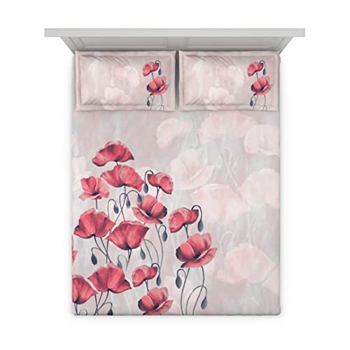 Image of DDECOR - Bella 100% Cotton Double Bedsheet with 2 Pillow Covers, King Size, Red