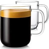 Aquach Glass Mugs 20 oz Set of 2, Extra Large Clear Glass Cup with Handle for Hot/Cold Coffee Tea Beverage, Drinking Glasses