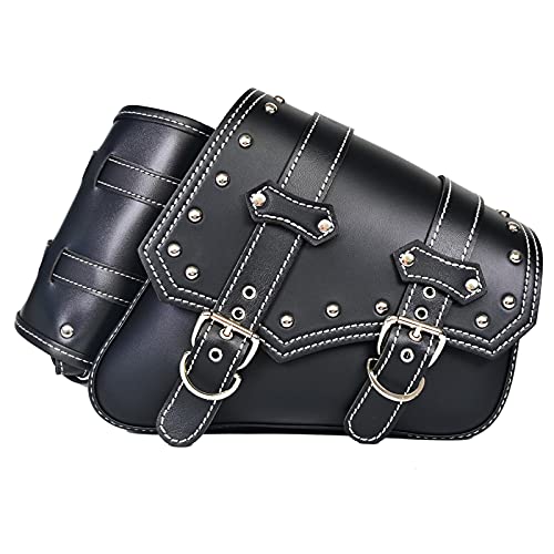 Motorcycle Saddle Bags Side Bags - Saddlebags Softail Pvc Leather for Harley Sportster Waterproof, Side Tool Bag, Universal Storage Tool Bag for Motorbike,with cup holder (right Side)