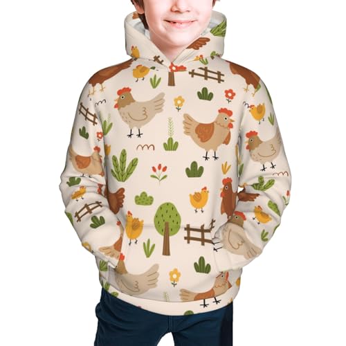 Cute Hen and Chicks Kids Pullover Hoodies Boys Sweatshirts Girls Athletic Clothes with Pocket2