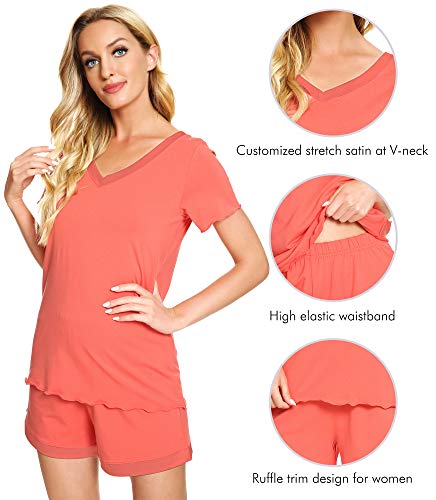 Image of WiWi Viscose from Bamboo Pajamas Set for Women Super Soft Short Sleeve Cooling Summer Plus Size Pjs Sets Sleepwear S-4X