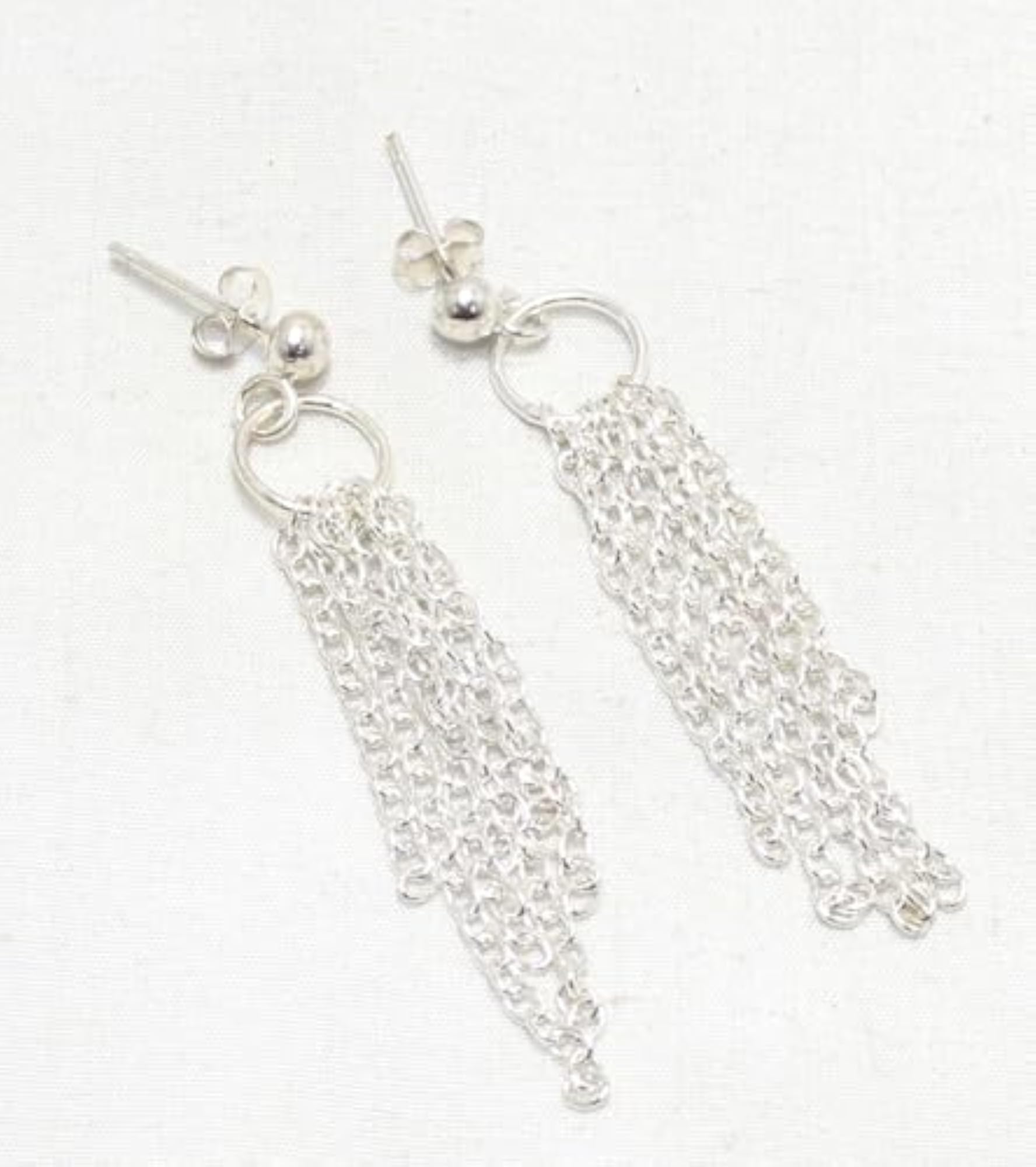 Designer 925 Sterling Silver Link Design Dangle Earrings