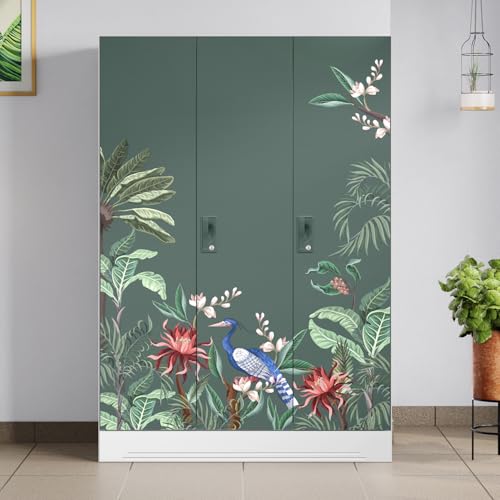Image of Interio by Godrej Slimline 3-Door Digital Printed Steel Almirah (Enchanted Forest Tree Mist), 1-Year Warranty, 1 Locker