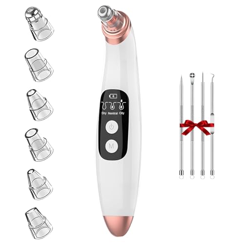 Succionador de Puntos Negros, 6 Cabezales y 3 Modos Limpiador de Poros Facial, Eléctrico Blackhead Remover Kit de Espinillas para Eliminador de Espinillas y Acné