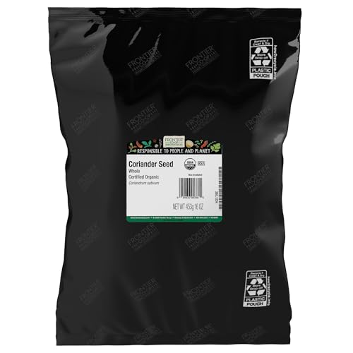 Frontier Co-op Whole Coriander Seeds, Bulk Spice, Certified Organic | 16 Ounce (Pack of 1)
