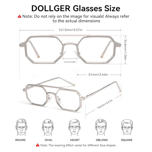 Dollger square aviator blue light glasses for men Retro steam punk sunglasses men Metal Frame UV 400 Protection3