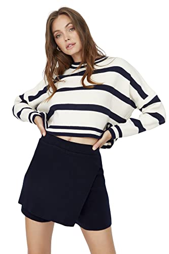 Trendyol Falda de Punto Entallada para Mujer, Azul Marino, 36