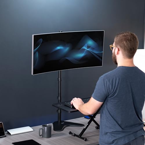 Image of VIVO Single Monitor Desk Stand for 13 to 27 inch Screens, STAND-V011H | Black, Articulating, Freestanding Adjustable Monitor Arm, Extra Tall Computer Stand for 1 Monitor, Holds 22 lbs