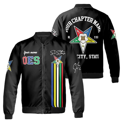 Custom Name Chapter Name Order of the Eastern Star Sistar OES AF&AM Unisex Bomber Jacket S-5XL