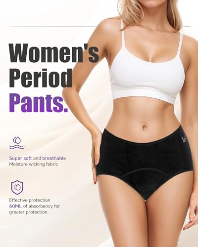 Image of TANSTC Period Underwear for Women Heavy Flow | Leakproof Menstrual Panties Postpartum, Cotton Soft Breathable Briefs 3 Pack