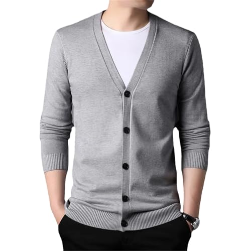 Men Spring Knitted Cardigan Solid Color V Neck Slim Fit Casual Single Breasted Cardigan Sweaters
