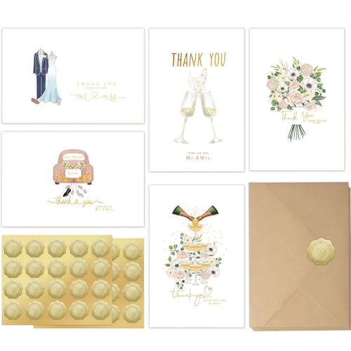 OneNuo Wedding Thank You Cards With Envelopes And Sticker,40PCS Bridal