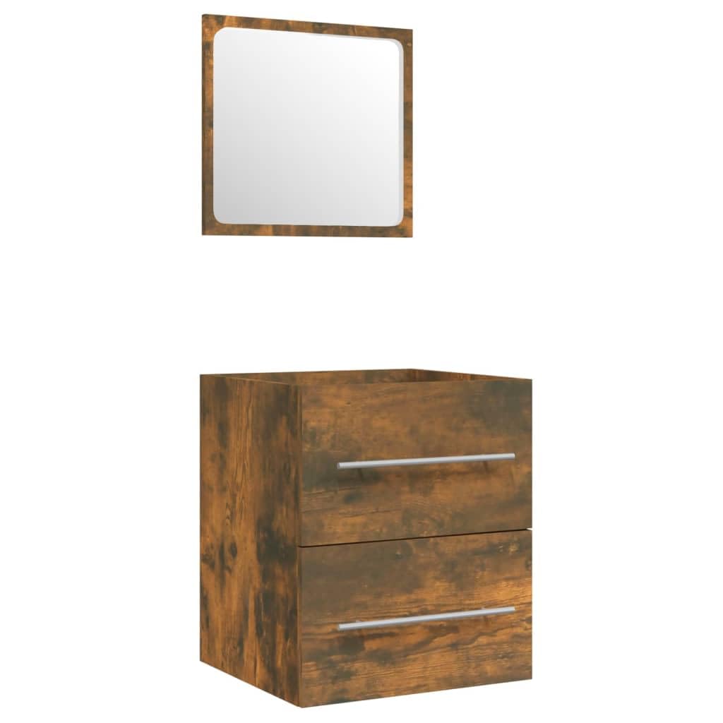 Armario de lavabo con lavabo empotrado, roble ahumado, cajón de almacenamiento, montaje en pared, muebles de baño, rebosadero