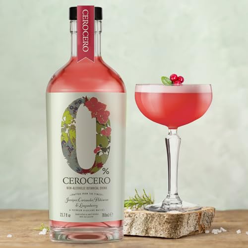 CeroCero Hibiscus & Lingonberry Non Alcoholic Gin, Floral and Tangy Premium Non Alcoholic Spirits - Halal, Low Sugar, Vegan and Gluten-Free, Part of the Spirits of Virtue Range (700ml)