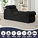 ijuicy Sleek Chaise Lounge Chair for Exercise/Yoga, Indoor Lounger with Headrest, Waist Cushion, Movable Footrest, Side Pockets, Non-Slip Bottom, High Density Sponge, Black