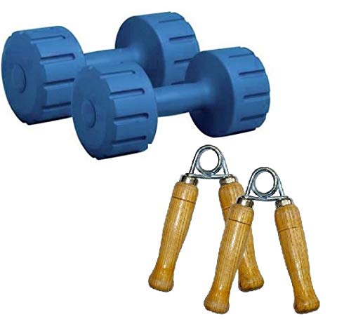 COMPASS SPORTS 1 KG PVC Dumbbell Set with 1 Pair Plastic Hand Grip | Dumbbell For Exercise Training Gym Fitness and Hand Grip is Used in Home Wooden Handle | Blue Color | (B086WZSMHK) Amazon Price History, Amazon Price Tracker