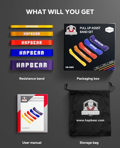 HAPBEAR Pull Up Assistance Bands - Pull Up Bands - Resistance Bands - Exercise Bands Resistance Bands Set - Workout Bands for Working Out, Stretching, Muscle Training - Colorful (5-125LBS) - image 7