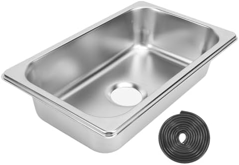 Stainless Steel Bar Sink, Single Bowl Rectangular Hand Wash Basin with 40mm Sewer Outlet, Small Single Bowl Sink for Boat Caravan Yachts Boats (Polished)