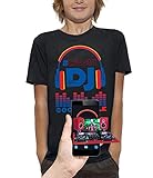 PIXEL EVOLUTION Camiseta 3D Auriculares DJ Music Style en Realidad Aumentada Niño - tamaño 7/8 años - Negro