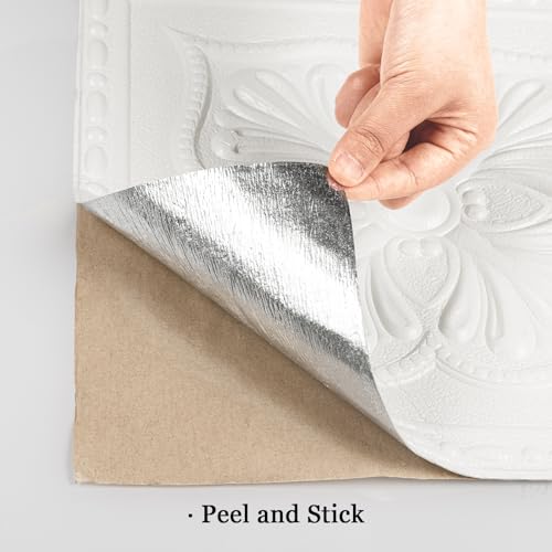 16 Pack, Ceiling Tiles Peel and Stick, Covered 21 Sq.Ft, Glue-up Ceiling Tiles Foam, Easy to Install for Ceiling and Wall, Plain White (13.8 x 13.8 inch)