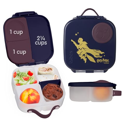 Image of b.box Harry Potter Mini Lunch Box Kids | 4.25 Cup Leak Proof Bento Box for Kids Ages 3+ | 3 Compartment Snack Containers, School Lunch Container, Dishwasher Safe, BPA-Free, PFAS-Free