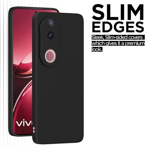 Image of Outlouders Back Cover for iQOO Z10R 5G / Vivo V50 5G / V50e 5G / Vivo T4R 5G | Camera Protection | Durable Soft Matte Silicone Bumper Case (Black)
