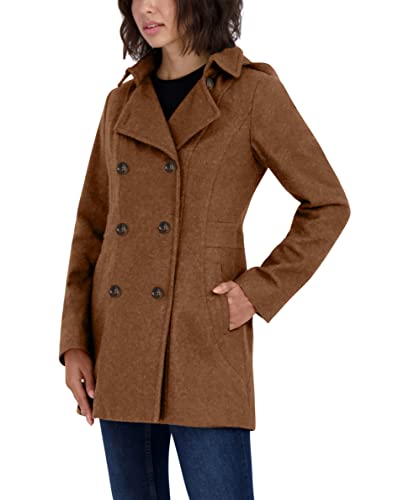 Nautica Women's Double Breasted Peacoat With Removable Hood, Camel, Medium #TOP4