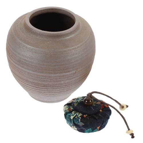 Zerodeko Envase Cerámico para Almacenamiento de Té Pequeño Tarro Vintage con Tapa Sellada para Conservar Infusiones Cocina o Decoración Hogar
