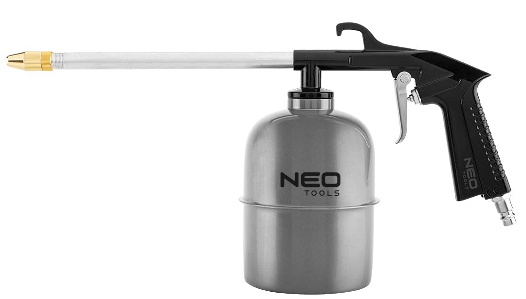 NEO TOOLS Lackierset 5 Elementen: Spritzpistole Obertank, Spülpistole | Blaspistole, Pumppistole, Spiralschlauch, Gewicht 2,3 kg, Werkstattausrüstung, Lackieren, Pumpen, Oberflächenreinigung