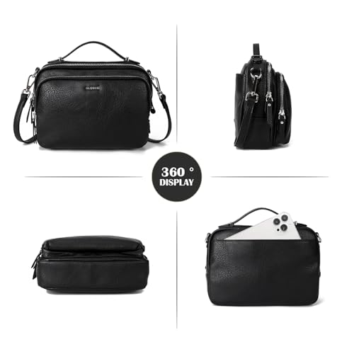 GLITZALL Multi Pockets Crossbody Bags for Women Small Top Handle Purse Satchel and Medium Pocketbooks with Soft Vegan Leather4