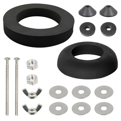 Close Coupled Toilet Cistern Kit 1 Pair Toilet Cistern Seal,Toilet Repair Replacement Kit,Stainless Steel,M6 Bolts Through 2-Inch,3-Inch Sealing Rings,Suitable for Repairing Toilet Tanks